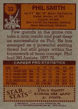1978-79 Topps #33 Phil Smith Back