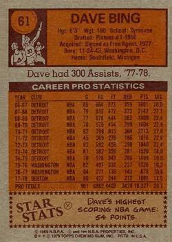 1978-79 Topps #61 Dave Bing Back