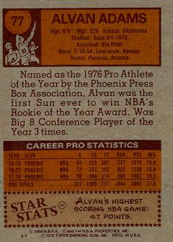 1978-79 Topps #77 Alvan Adams Back
