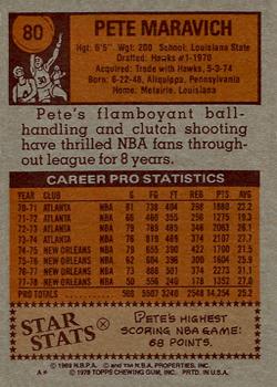 1978-79 Topps #80 Pete Maravich Back