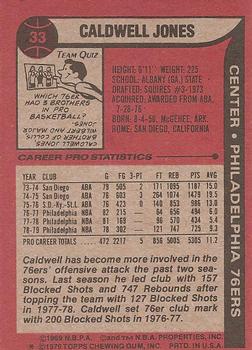 1979-80 Topps #33 Caldwell Jones Back