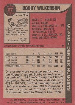 1979-80 Topps #67 Bobby Wilkerson Back