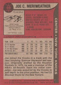 1979-80 Topps #69 Joe Meriweather Back