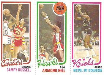 1980-81 Topps #21 / 58 / 171 Campy Russell / Armond Hill / Micheal Ray Richardson Front
