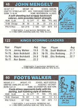 1980-81 Topps #48 / 60 / 122 Foots Walker / Otis Birdsong / John Mengelt Back
