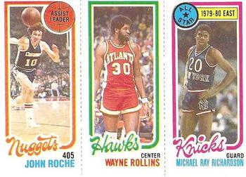 1980-81 Topps #15 / 28 / 74 John Roche / Tree Rollins / Micheal Ray Richardson Front