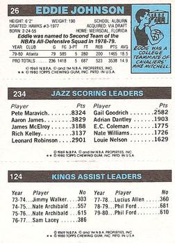 1980-81 Topps #26 / 124 / 234 Phil Ford / Adrian Dantley / Eddie Johnson Back
