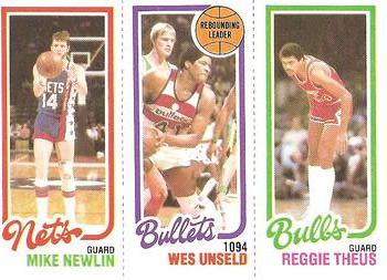 1980-81 Topps #50 / 159 / 243 Mike Newlin / Wes Unseld / Reggie Theus Front