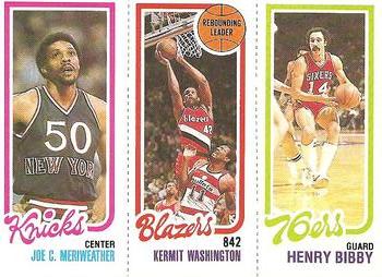 1980-81 Topps #169 / 177 / 196 Joe Meriweather / Kermit Washington / Henry Bibby Front