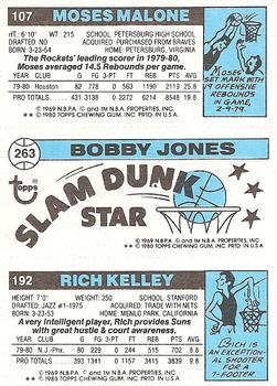 1980-81 Topps #107 / 192 / 263 Rich Kelley / Bobby Jones / Moses Malone Back