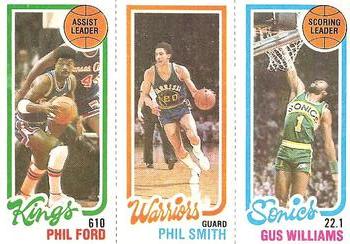 1980-81 Topps #101 / 124 / 224 Phil Ford / Phil Smith / Gus Williams Front