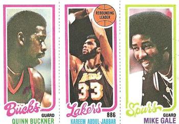 1980-81 Topps #133 / 147 / 207 Quinn Buckner / Kareem Abdul-Jabbar / Mike Gale Front