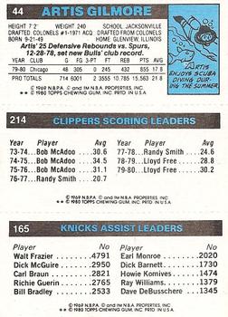 1980-81 Topps #44 / 165 / 214 Micheal Ray Richardson / Lloyd Free / Artis Gilmore Back