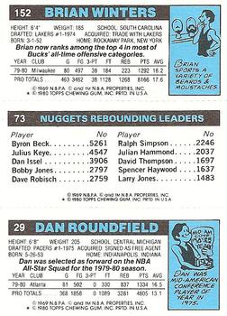 1980-81 Topps #29 / 73 / 152 Dan Roundfield / Dan Issel / Brian Winters Back