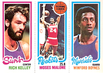 1980-81 Topps #64 / 102 / 192 Rich Kelley / Moses Malone / Winford Boynes Front