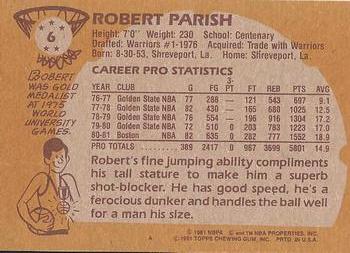 1981-82 Topps #6 Robert Parish Back