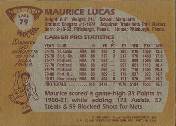 1981-82 Topps #E79 Maurice Lucas Back