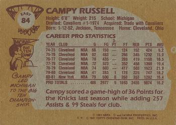 1981-82 Topps #E84 Campy Russell Back
