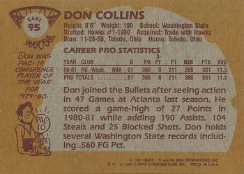 1981-82 Topps #E95 Don Collins Back