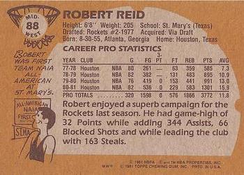 1981-82 Topps #MW88 Robert Reid Back