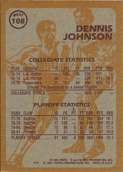 1981-82 Topps #W108 Dennis Johnson Back