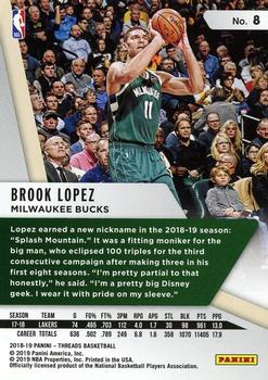 2018-19 Panini Threads #8 Brook Lopez Back