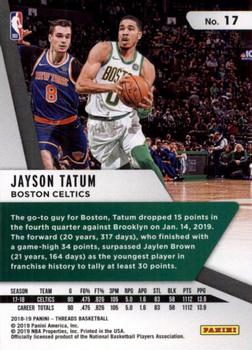 2018-19 Panini Threads #17 Jayson Tatum Back