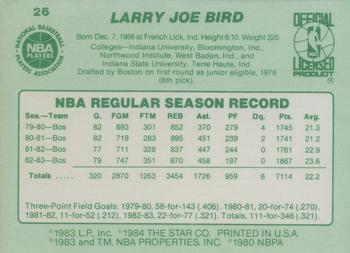 1983-84 Star #26 Larry Bird Back