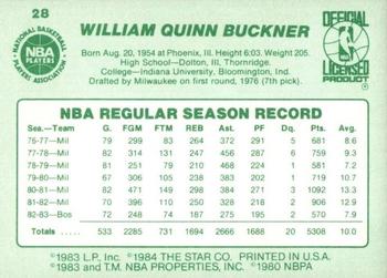 1983-84 Star #28 Quinn Buckner Back