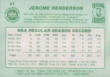 1983-84 Star #31 Gerald Henderson Back