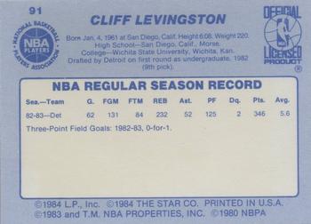 1983-84 Star #91 Cliff Levingston Back