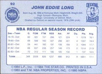 1983-84 Star #92 John Long Back