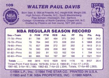 1983-84 Star #109 Walter Davis Back