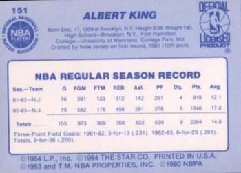 1983-84 Star #151 Albert King Back
