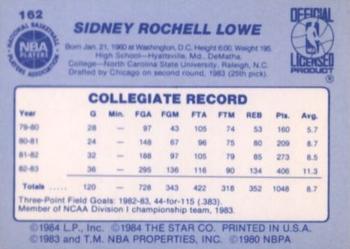 1983-84 Star #162 Sidney Lowe Back