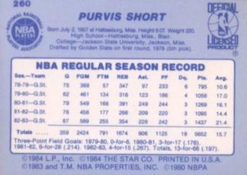 1983-84 Star #260 Purvis Short Back