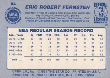 1983-84 Star #64 Eric Fernsten Back