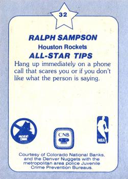 1984 Star All-Star Game Police #32 Ralph Sampson Back