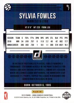 2019 Donruss WNBA #7 Sylvia Fowles Back