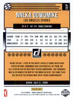 2019 Donruss WNBA #22 Nneka Ogwumike Back