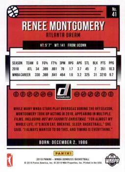 2019 Donruss WNBA #41 Renee Montgomery Back