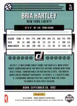 2019 Donruss WNBA #43 Bria Hartley Back