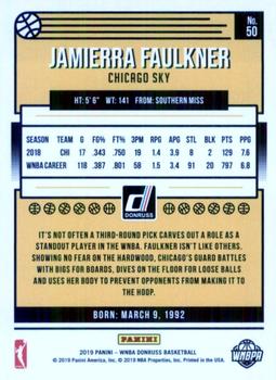 2019 Donruss WNBA #50 Jamierra Faulkner Back
