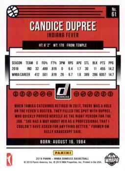 2019 Donruss WNBA #61 Candice Dupree Back