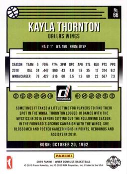 2019 Donruss WNBA #66 Kayla Thornton Back
