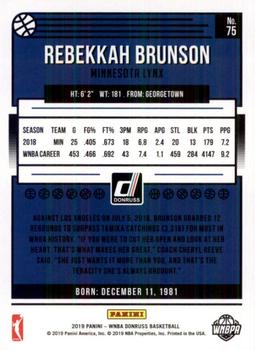 2019 Donruss WNBA #75 Rebekkah Brunson Back