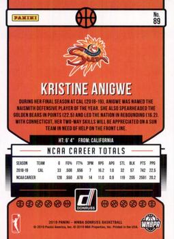 2019 Donruss WNBA #89 Kristine Anigwe Back