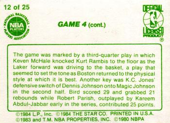 1984 Star Celtics Champs #12 Game 4 (cont.) Back