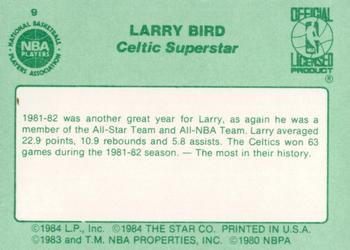 1984 Star Larry Bird #9 Larry Bird Back