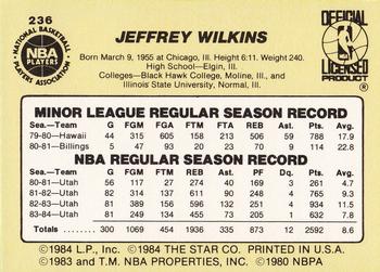 1984-85 Star #236 Jeff Wilkins Back